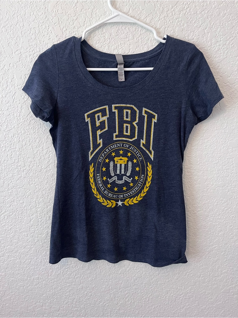 Next Level Apparel Navy FBI Graphic Scoop Neck Tee